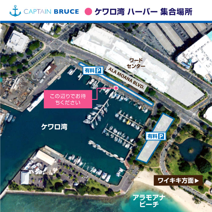 MAP: ケワロ湾ボートハーバー集合場所